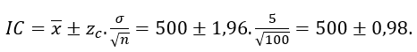 exemplo 1 - cálculo do intervalo de confiança