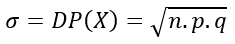 fórmula do desvio padrão da distribuição binomial