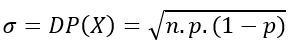 fórmula do desvio padrão da distribuição binomial