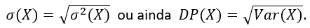 fórmula do desvio padrão de uma variável aleatória