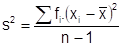 fórmula da variância amostral