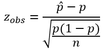 fórmula z observado teste de hipóteses para a proporção