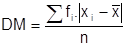 fórmula do desvio médio